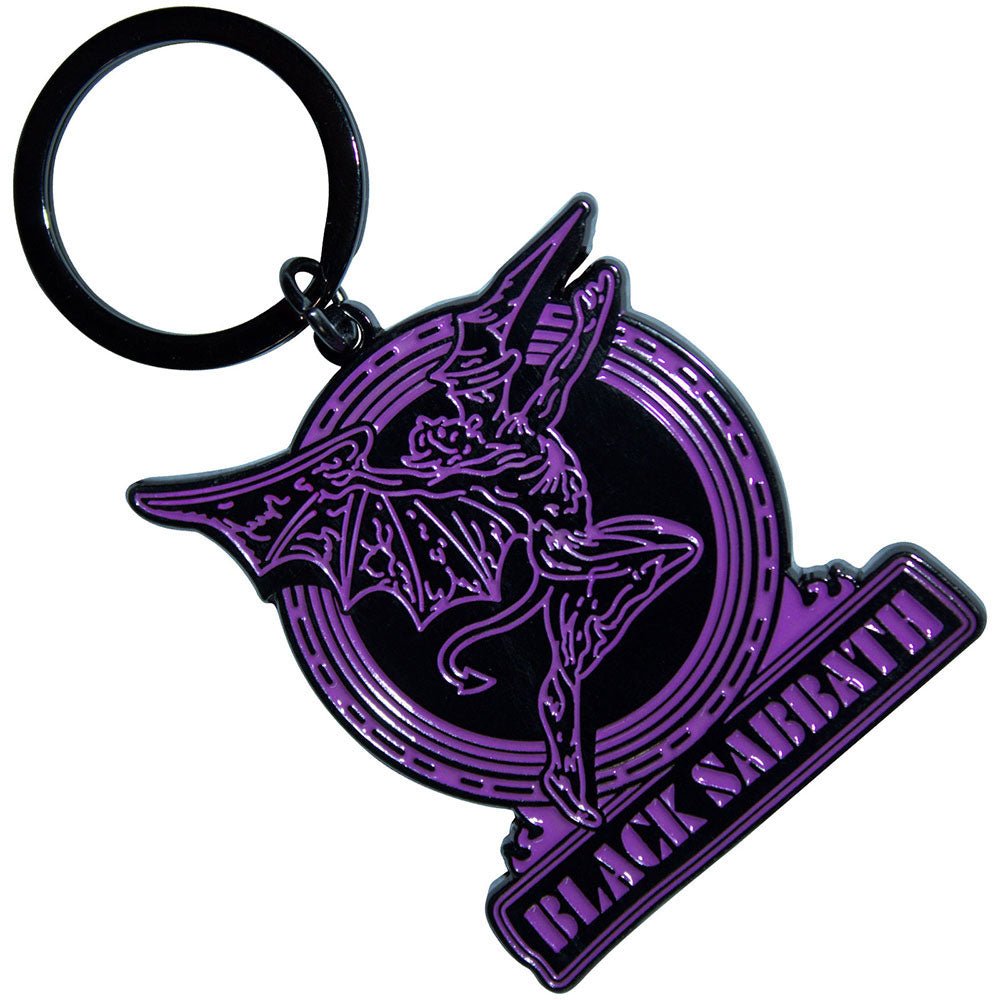 BLACK SABBATH ブラックサバス (OZZY OSBOURNE 追悼 ) - Purple Text Logo & Daemon / キーホルダー - PGS